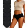 image:imageFINETOO Seamless Underwear for Women No show Sexy High Waisted Panties Full coverage Ladies Bikini Briefs 6 packs