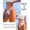 image:imageFINETOO Womens Underwear Cotton High Cut String Bikini Panties Low Rise Hipster Ladies Sexy Cheeky Underwear 6 PackE6pack