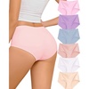 image:imageFINETOO 6 Pack Womens Seamless Underwear Full Coverage No Show Hipster Panties Sexy Stretchy Invisible Briefs Bikini LingerieColor L