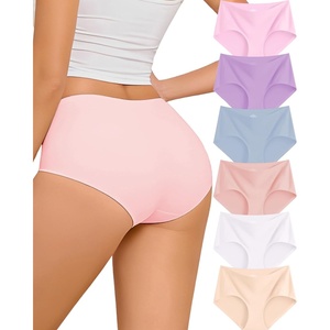 image:imageFINETOO 6 Pack Womens Seamless Underwear Full Coverage No Show Hipster Panties Sexy Stretchy Invisible Briefs Bikini LingerieColor L