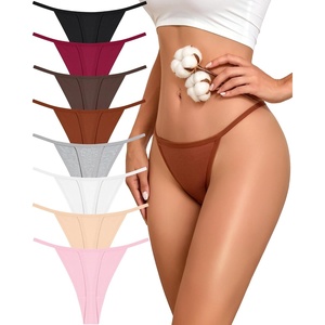 image:imageFINETOO 8 Pack Cotton Thongs for Women Sexy Gstring Thong Ladies Panties Womens Underwear SXXL8 Piecesa