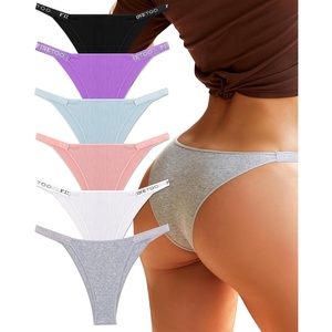 image:imageFINETOO Womens Underwear Cotton High Cut String Bikini Panties Low Rise Hipster Ladies Sexy Cheeky Underwear 6 PackB6pack