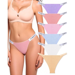 image:imageFINETOO Womens Underwear Cotton High Cut String Bikini Panties Low Rise Hipster Ladies Sexy Cheeky Underwear 6 PackE6pack