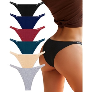 image:imageFINETOO Womens Underwear Cotton High Cut String Bikini Panties Low Rise Hipster Ladies Sexy Cheeky Underwear 6 PackF6pack