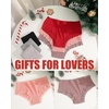 image:imageFINETOO Cotton Underwear for Women Sexy Boy Shorts Breathable Cheeky Lace Trim Panties Cheeky Underwear Womens LingerieBlack