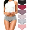 image:imageFINETOO Cotton Underwear for Women Sexy Boy Shorts Breathable Cheeky Lace Trim Panties Cheeky Underwear Womens LingerieBlackkhakilight Khakiredgreypink