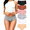 image:imageFINETOO Cotton Underwear for Women Sexy Boy Shorts Breathable Cheeky Lace Trim Panties Cheeky Underwear Womens LingerieBlackwhiteskin Tonepinkgraybrick Yellow