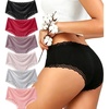 image:imageFINETOO Cotton Underwear for Women Sexy Boy Shorts Breathable Cheeky Lace Trim Panties Cheeky Underwear Womens LingerieBlackkhakilight Khakiredgreypink