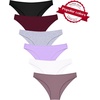 image:imageFINETOO 6 Pack Cotton Underwear for Women Cute Low Rise Bikini Panties High Cut Breathable Sexy Hipster Womens Cheeky S3XLSet2