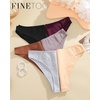 image:imageFINETOO 6 Pack Cotton Underwear for Women Cute Low Rise Bikini Panties High Cut Breathable Sexy Hipster Womens Cheeky S3XLSet5