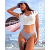 image:imageFINETOO 6 Pack Cotton Underwear for Women Cute Low Rise Bikini Panties High Cut Breathable Sexy Hipster Womens Cheeky S3XLSet7