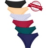 image:imageFINETOO 6 Pack Cotton Underwear for Women Cute Low Rise Bikini Panties High Cut Breathable Sexy Hipster Womens Cheeky S3XLSet8