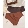 image:imageFINETOO 6 pack Seamless Underwear for Women Sexy Low Rise Hipster Wave Edge No Show Bikini Panties Womens Cheeky SXLBlackblackbrownbrowncoffeecoffee