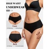 image:imageFINETOO Cotton Underwear for Women High Waisted Ribbed Full Coverage Briefs Soft Breathable Moisture Wicking Panties 6 PackColora