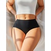 image:imageFINETOO Cotton Underwear for Women High Waisted Ribbed Full Coverage Briefs Soft Breathable Moisture Wicking Panties 6 PackColora