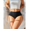 image:imageFINETOO Cotton Underwear for Women High Waisted Ribbed Full Coverage Briefs Soft Breathable Moisture Wicking Panties 6 PackColorb