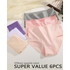 image:imageFINETOO Cotton Underwear for Women High Waisted Ribbed Full Coverage Briefs Soft Breathable Moisture Wicking Panties 6 PackColorc