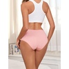 image:imageFINETOO Cotton Underwear for Women High Waisted Ribbed Full Coverage Briefs Soft Breathable Moisture Wicking Panties 6 PackColord