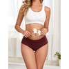 image:imageFINETOO Cotton Underwear for Women High Waisted Ribbed Full Coverage Briefs Soft Breathable Moisture Wicking Panties 6 PackColore