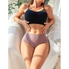 image:imageFINETOO Cotton Underwear for Women High Waisted Ribbed Full Coverage Briefs Soft Breathable Moisture Wicking Panties 6 PackColore