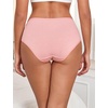 image:imageFINETOO Cotton Underwear for Women High Waisted Ribbed Full Coverage Briefs Soft Breathable Moisture Wicking Panties 6 PackColorf