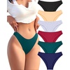 image:imageFINETOO 6 Pack Cotton Underwear for Women Cute Low Rise Bikini Panties High Cut Breathable Sexy Hipster Womens Cheeky S3XLSet8
