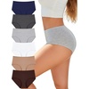 image:imageFINETOO Cotton Underwear for Women High Waisted Ribbed Full Coverage Briefs Soft Breathable Moisture Wicking Panties 6 PackColorg