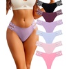 image:imageFINETOO Seamless Thongs for Women 6 Pack Sexy VWasit Womens Underwear No Show Tback Panties for WomenA 6 Packblack1 Purple1 Khaki1 Silver Blue1 Wine1 Pink1 