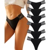 image:imageFINETOO Seamless Thongs for Women 6 Pack Sexy VWasit Womens Underwear No Show Tback Panties for WomenD 6 Packblack6 