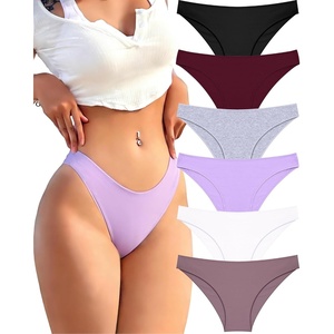 image:imageFINETOO 6 Pack Cotton Underwear for Women Cute Low Rise Bikini Panties High Cut Breathable Sexy Hipster Womens Cheeky S3XLSet2