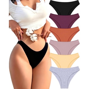 image:imageFINETOO 6 Pack Cotton Underwear for Women Cute Low Rise Bikini Panties High Cut Breathable Sexy Hipster Womens Cheeky S3XLSet5pack