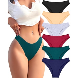 image:imageFINETOO 6 Pack Cotton Underwear for Women Cute Low Rise Bikini Panties High Cut Breathable Sexy Hipster Womens Cheeky S3XLSet8