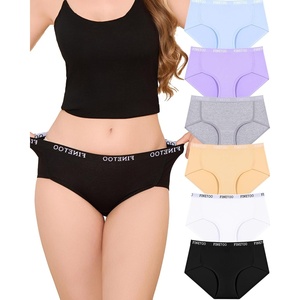 image:imageFINETOO Cotton Underwear for Women Breathable Cheeky Stretch Soft Bikini Sets for Ladies Panties 6 PackBlack  White  Gray  Light Purple  Light Blue  Apricot