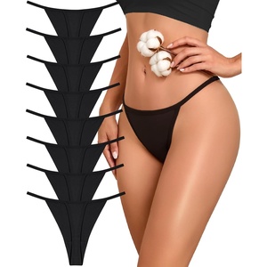 image:imageFINETOO 8 Pack Cotton Thongs for Women Sexy Gstring Thong Underwear Seamless Low Rise Panties for Ladies Lingerie XSXXL8 Piecesb