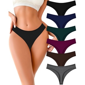 image:imageFINETOO Cotton Thongs for Women Soft Low Rise Sexy Thong Ladies Panties Womens Underwear 6 Pack XSXXXLColor6r