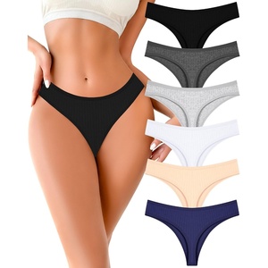 image:imageFINETOO Cotton Thongs for Women Soft Low Rise Sexy Thong Ladies Panties Womens Underwear 6 Pack XSXXXLColor6t