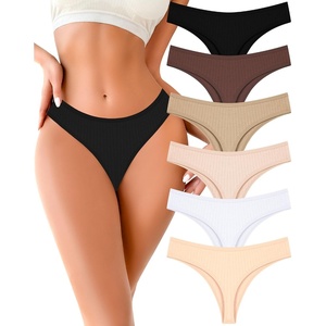 image:imageFINETOO Cotton Thongs for Women Soft Low Rise Sexy Thong Ladies Panties Womens Underwear 6 Pack XSXXXLColor6v