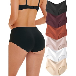 image:imageFINETOO Seamless Underwear for Women High Waisted No Show Full Coverage Scalloped Edge Panties Soft Breathable Briefs 6 PackColorv2e