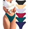 image:imageFINETOO 6 Pack Cotton Underwear for Women Cute Low Rise Bikini Panties High Cut Breathable Sexy Hipster Womens Cheeky S3XL