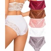 image:imageFINETOO Cotton Underwear for Women High Waisted Womens Underwear Pack Sexy Lace Cheeky Panties BriefB