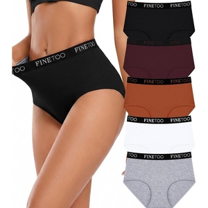 image:imageFINETOO Cotton Underwear for Women Breathable Panties 100 Cotton Crotch Stretch Bikini Briefs Comfortable Daily Wear 5 PackVine2