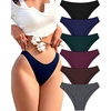 image:imageFINETOO Cotton Underwear for Women Sexy Cheeky Bikini Panties Lingerie  6 PackLow Rise Cheeky Soft Breathable Cotton Bikini PantiesUnderwear WomenPlus Size Lingerie Outfits Clothes ClothingSet12pack