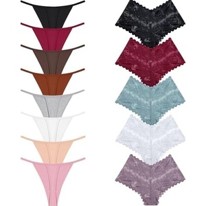 image:imageFINETOO Sexy Lingerie Cotton Thongs for Women Lace Womens Underwear 13 Pack