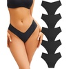 image:imageWomens Seamless Underwear V Cut cheeky No Show Bikini Panties 5pack XSL  No ShowStretchyInvisiblesLow RiseBreathableSoftBikini PantiesHipsterQuick DryingNo DiggingLoungeYogaWorkWorkoutOption C