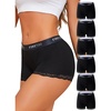 image:imageFINETOO Womens Cotton BoyShorts Underwear Lace Boxer Briefs Panties  High Waisted Full Coverage Soft Breathable Boyshorts 6 Pack Lingerie for Women Daily Wear Fashion Clothing GiftsBlack