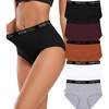 image:imageHigh Waisted Cotton Underwear for Women Full Coverage Soft Briefs 5 Pack5pack Ablack1 White1 Grey1 Orange1 Wine1