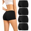 image:imageFINETOO Womens Cotton Boy Shorts Underwear Full Coverage Boxer Briefs Soft Stretch Comfortable Panties 4 Pack