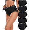 image:imageHigh Waisted Cotton Underwear for Women Full Coverage Soft Briefs 5 Pack5pack Ablack5