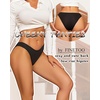 image:imageFINETOO Cotton Cheeky Womens Underwear breathable ribbed low rise BikiniBlackredgreenbluebeigegrey