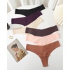 image:imageFINETOO Seamless Thongs for Women Sexy No Show Panties Invisible Vwaisted Stretch Lingerie Underwear 6 PackA